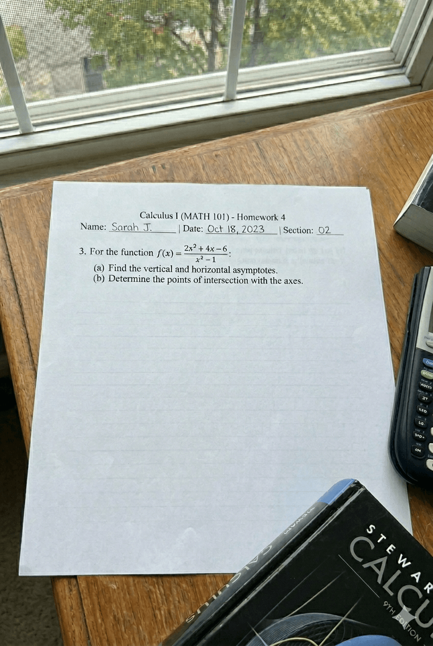 Homework problem on a desk